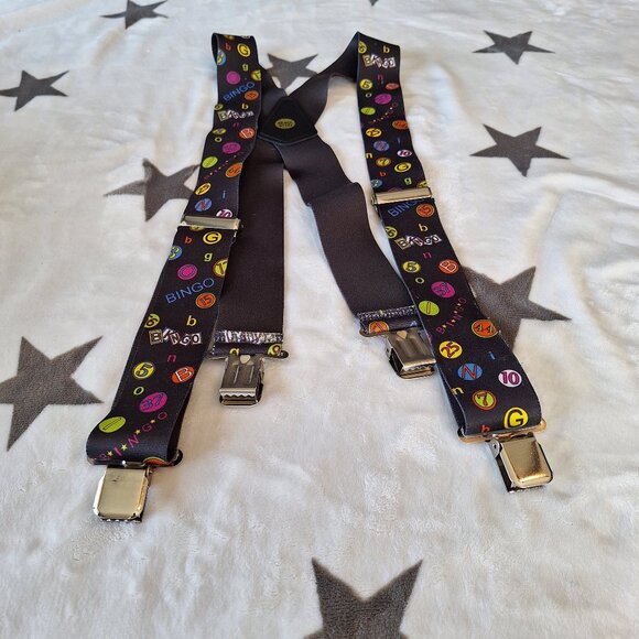 Suspenders Bingo Theme Lucky Bingo Numbers 48 inch Heavy Duty Clasps Fun Novelty - Picture 1 of 7